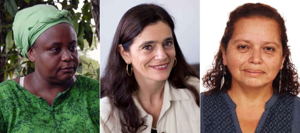 Portraits of Miriam Miranda, Mercedes Doretti, and Morena Herrera.